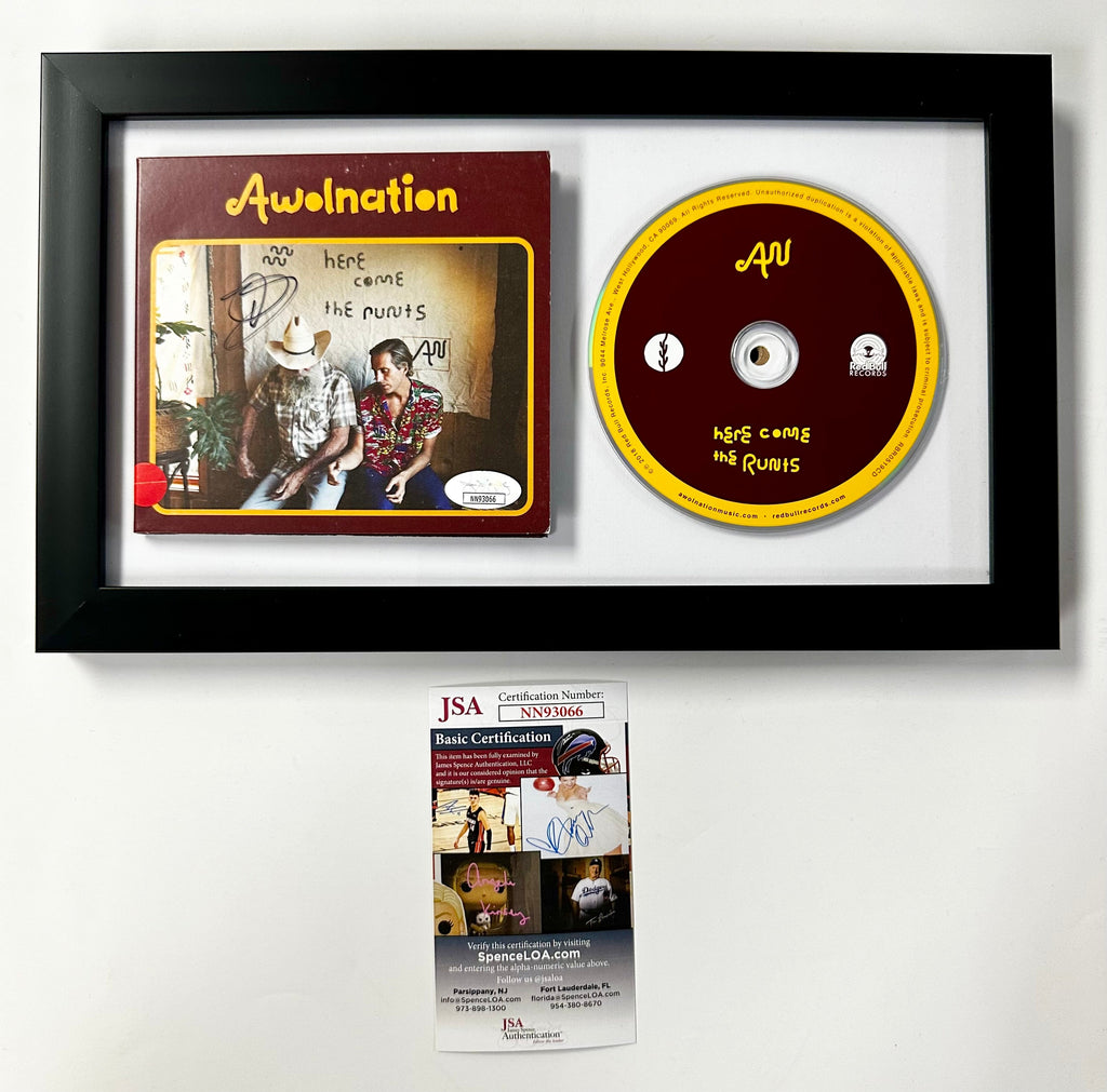 Awolnation (Aaron Bruno) Signed Here Come The Runts Framed CD Booklet With JSA COA
