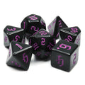 Economy Black Dice (Purple font) 7-Dice Set RPG DND