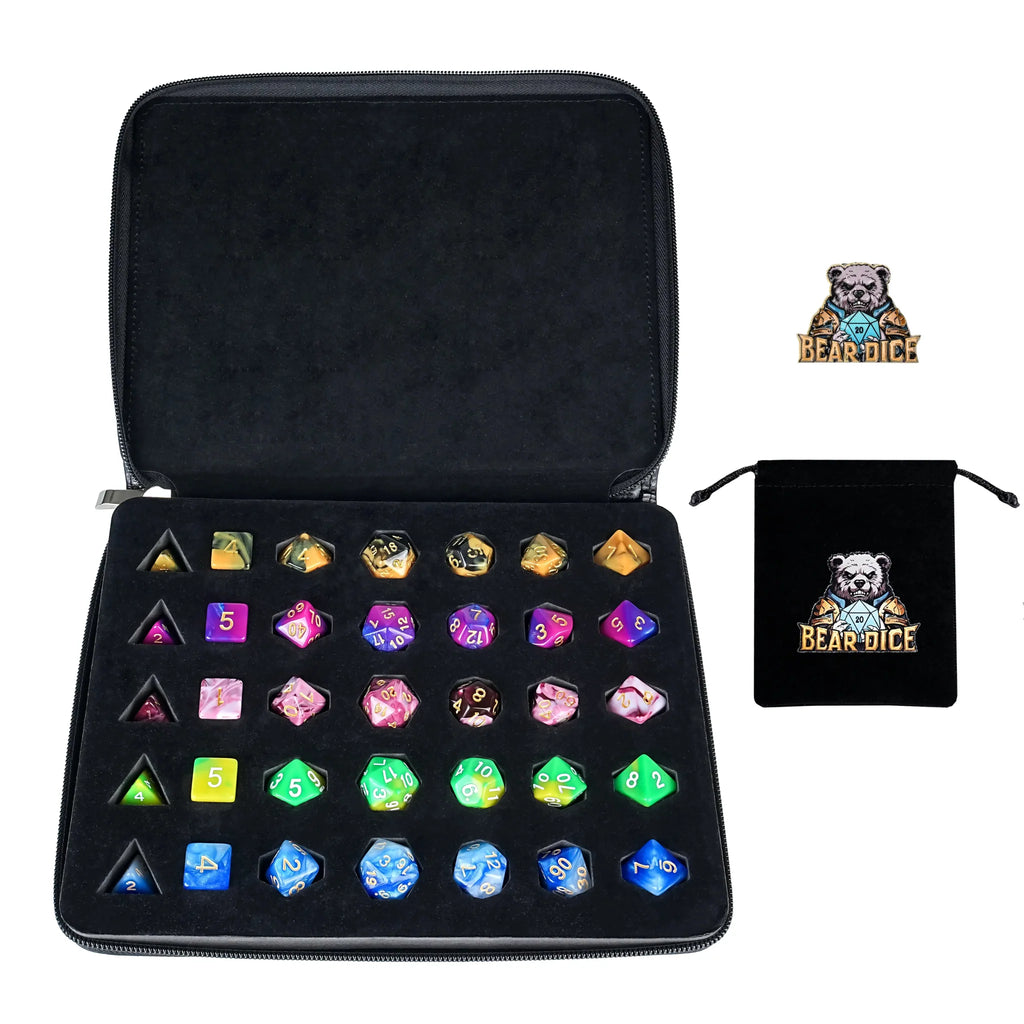 5-Piece Acrylic DND Dice Set with Storage Case (Dice Bag Included)
