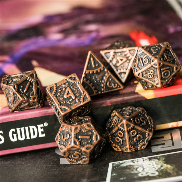 Copper Barrel Plating Vintage Color Punk Steam Metal Dice 7-Dice Udixi RPG