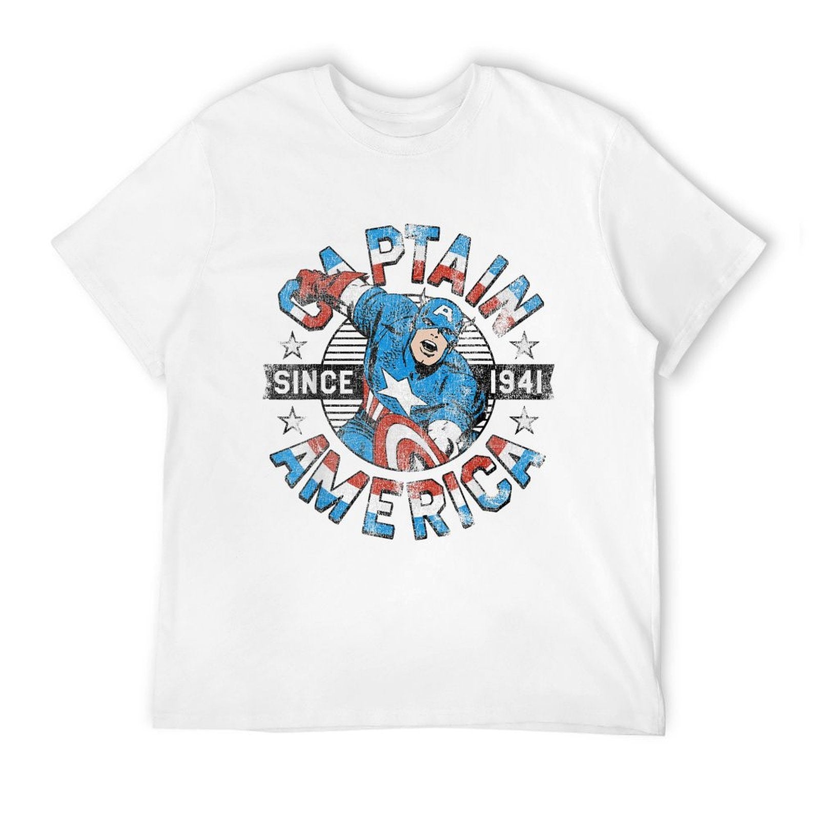 Marvel Avengers Vintage Captain America Comic Hero Since 41  Tagless Design T-Shirt