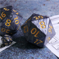 55mm Titan d20 (Black with Gold) Huge d20 for DND RPG