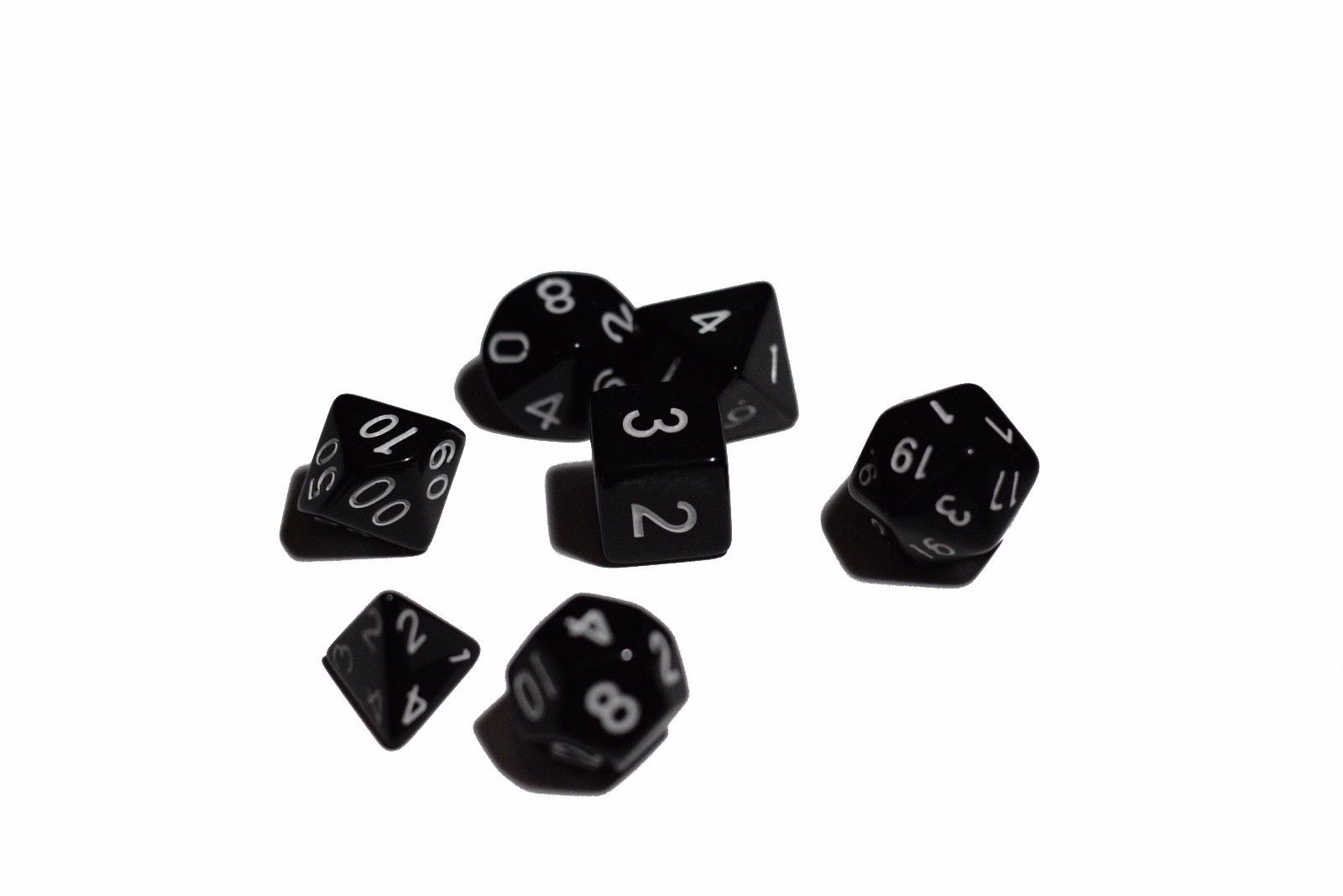 Black Opaque 7 Die Set Polyhedral Dice by BrycesDice RPG Magic D&D Unique