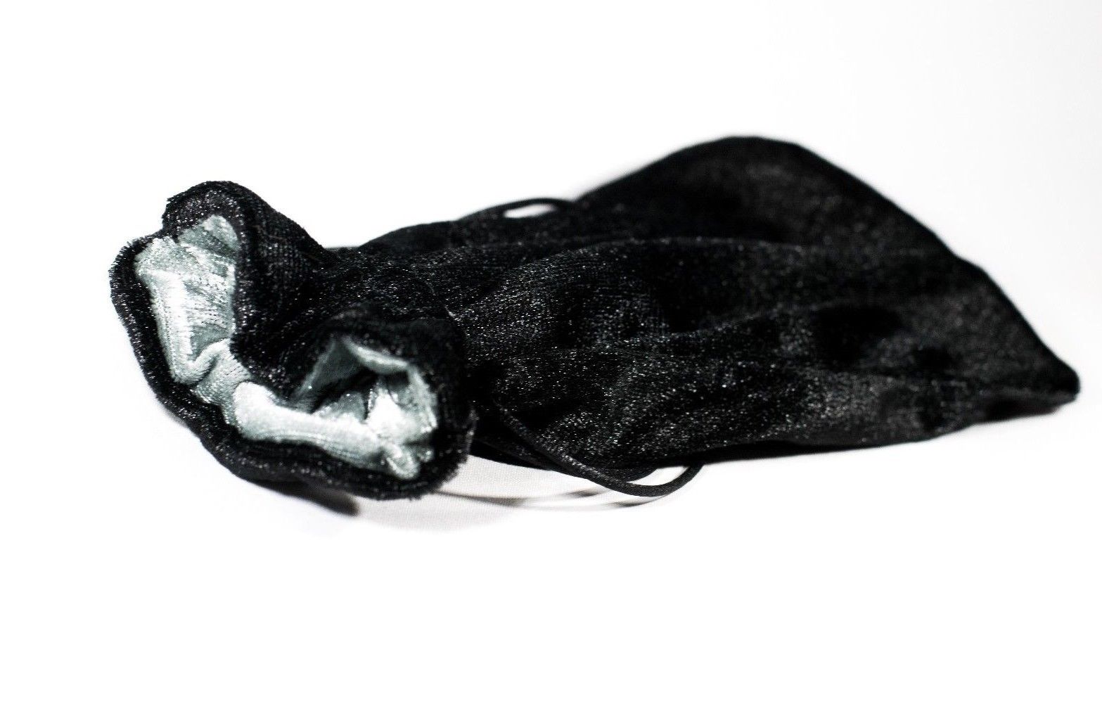 Large Black Velvet Gift Bag Game Dice Bag w/ Grey Velvet Lining Counter Pouch