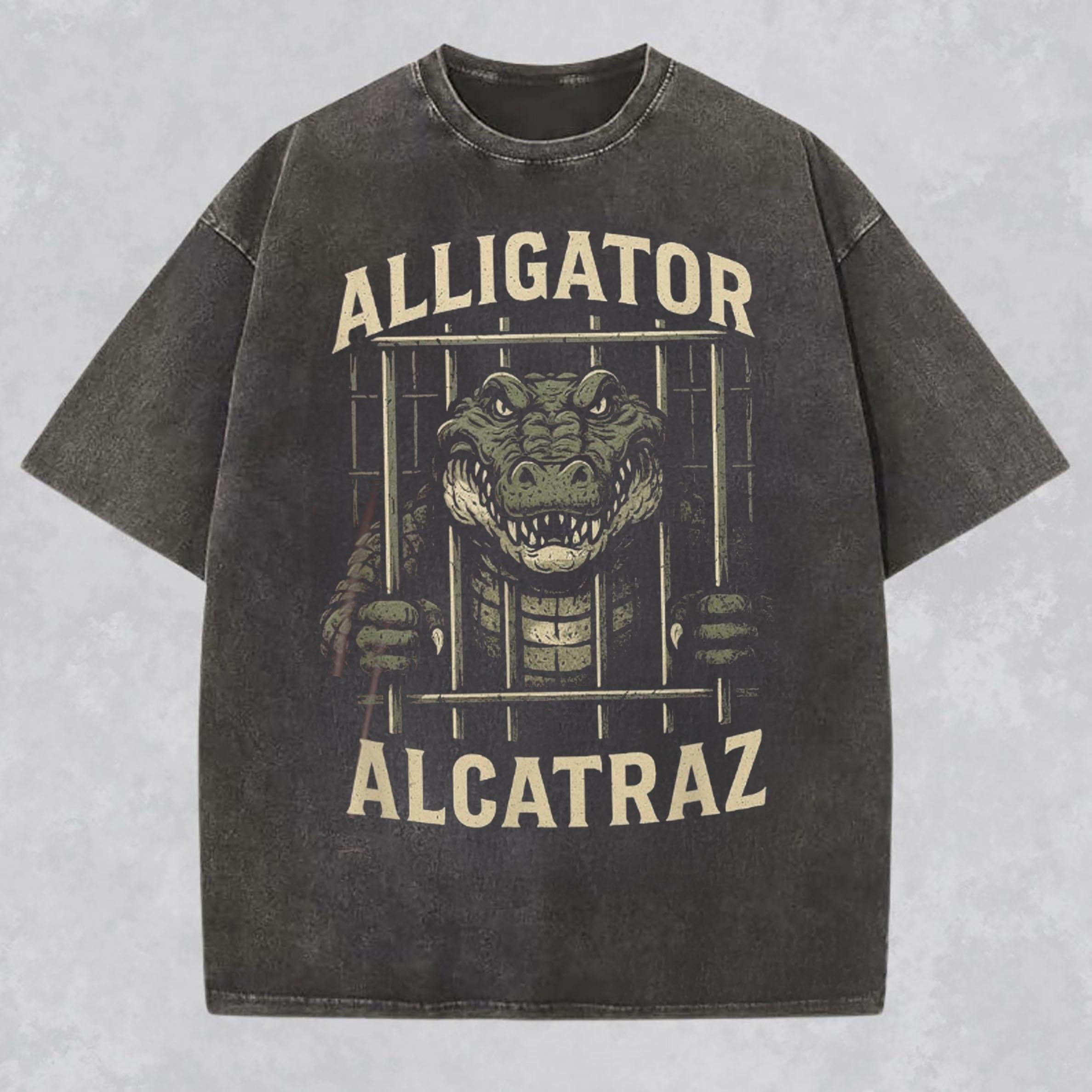 Alligator Alcatraz T-Shirt – Funny Graphic Tee for Animal Lovers, Unisex Heavy Cotton Shirt