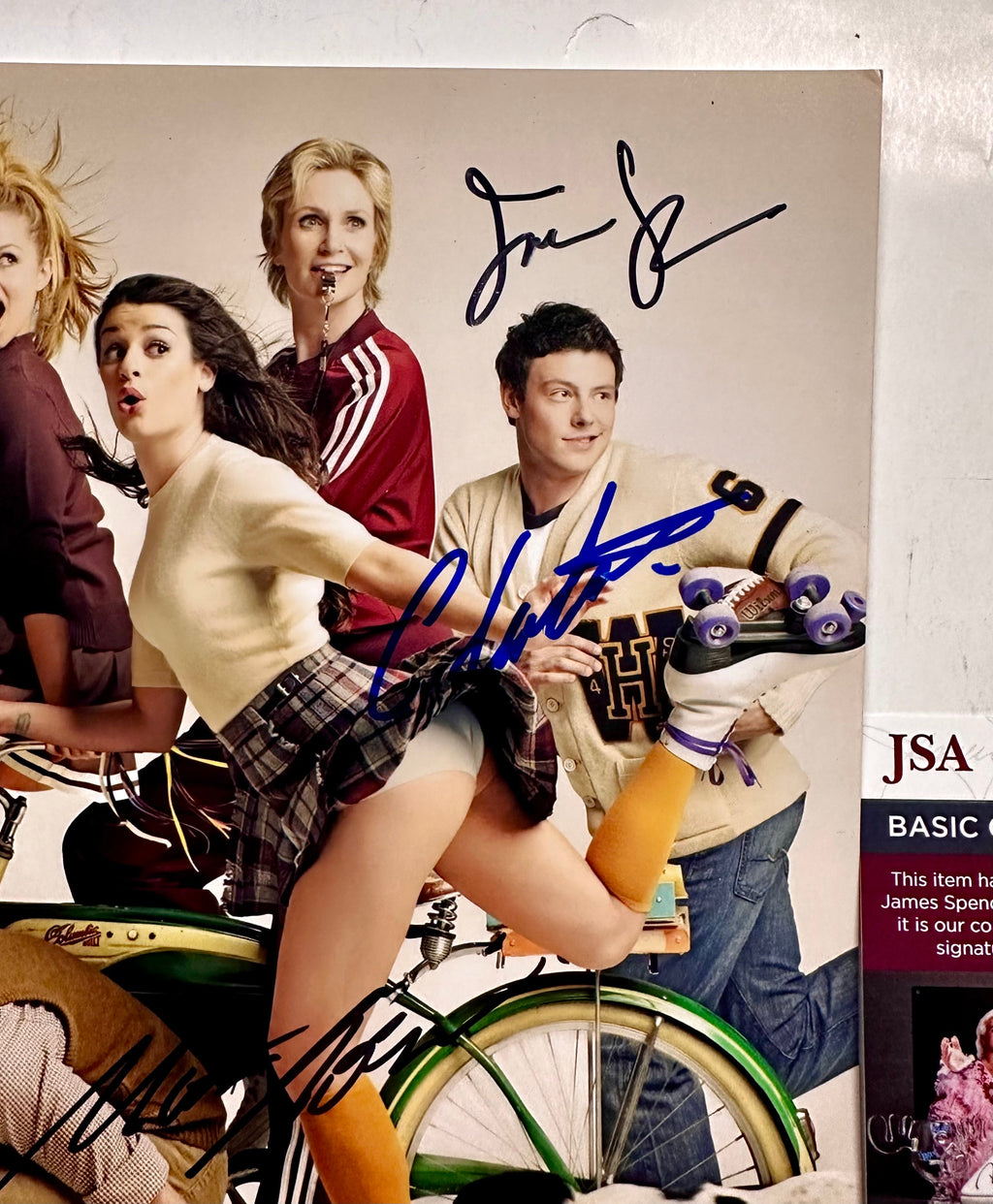 Cory Monteith, Matthew Morrison & Jane Lynch Signed Glee 8x10 Photo With JSA COA