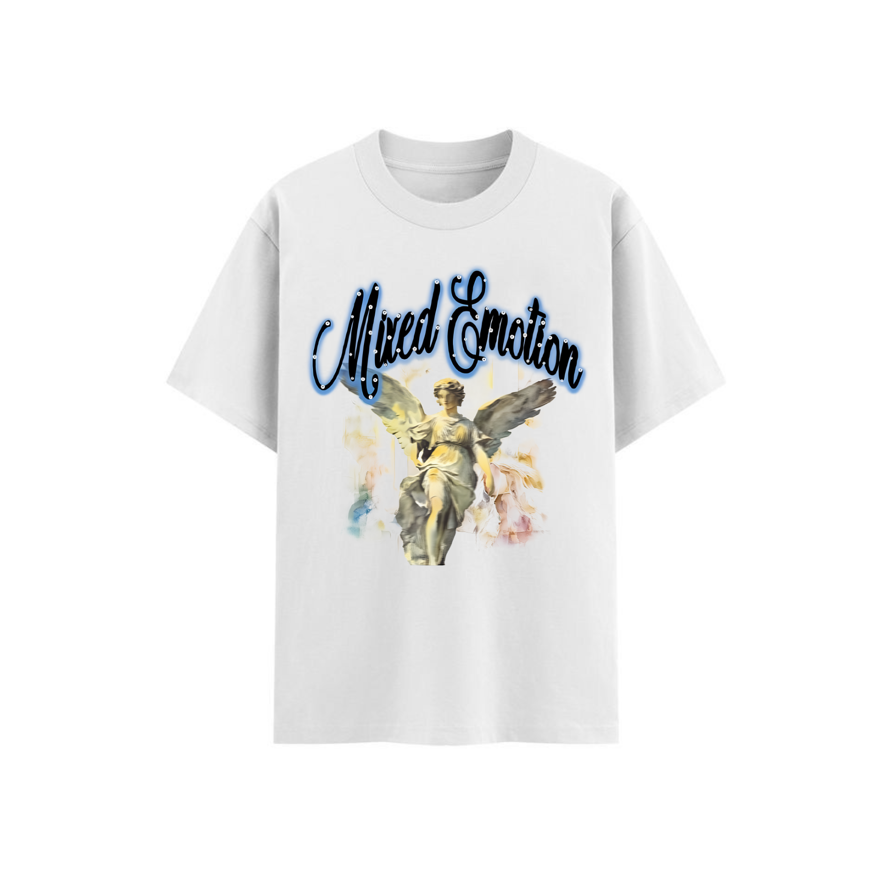 Y2K Street Style T-Shirt - Retro Angel & Flame Graphic Tee