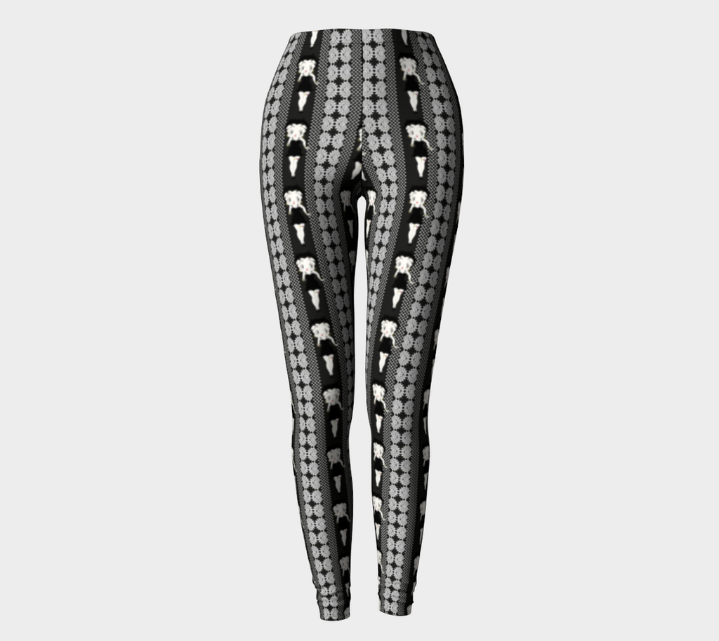 Betty Boop Design Striped Black Leggings