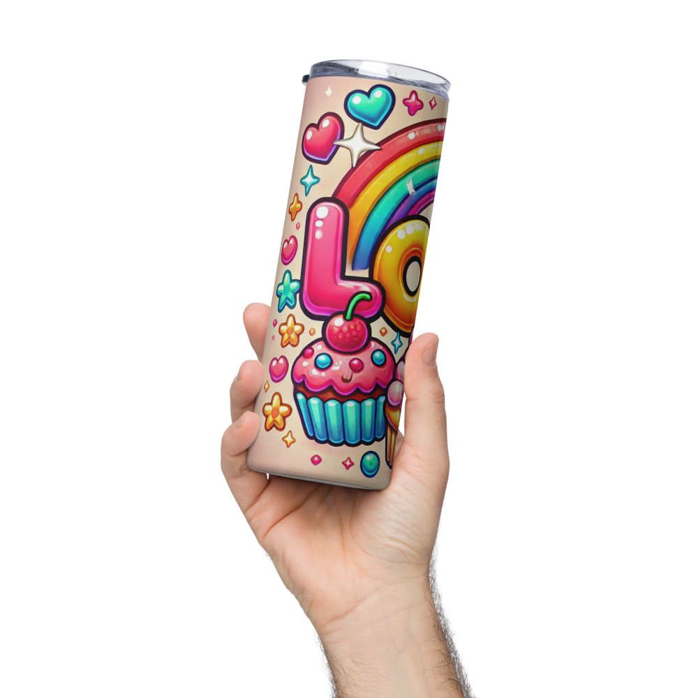 Love in Candy and Rainbows Tumbler