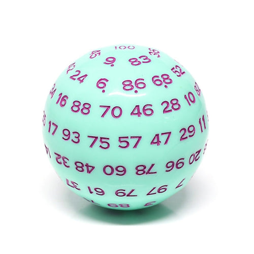 "Mint Rose" Single 100 Sided Polyhedral Dice (D100) | Mint  (45mm) Purple