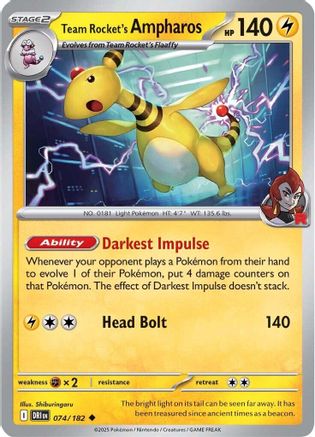 Team Rocket's Ampharos 074 - SV10 Destined Rivals Reverse Holofoil