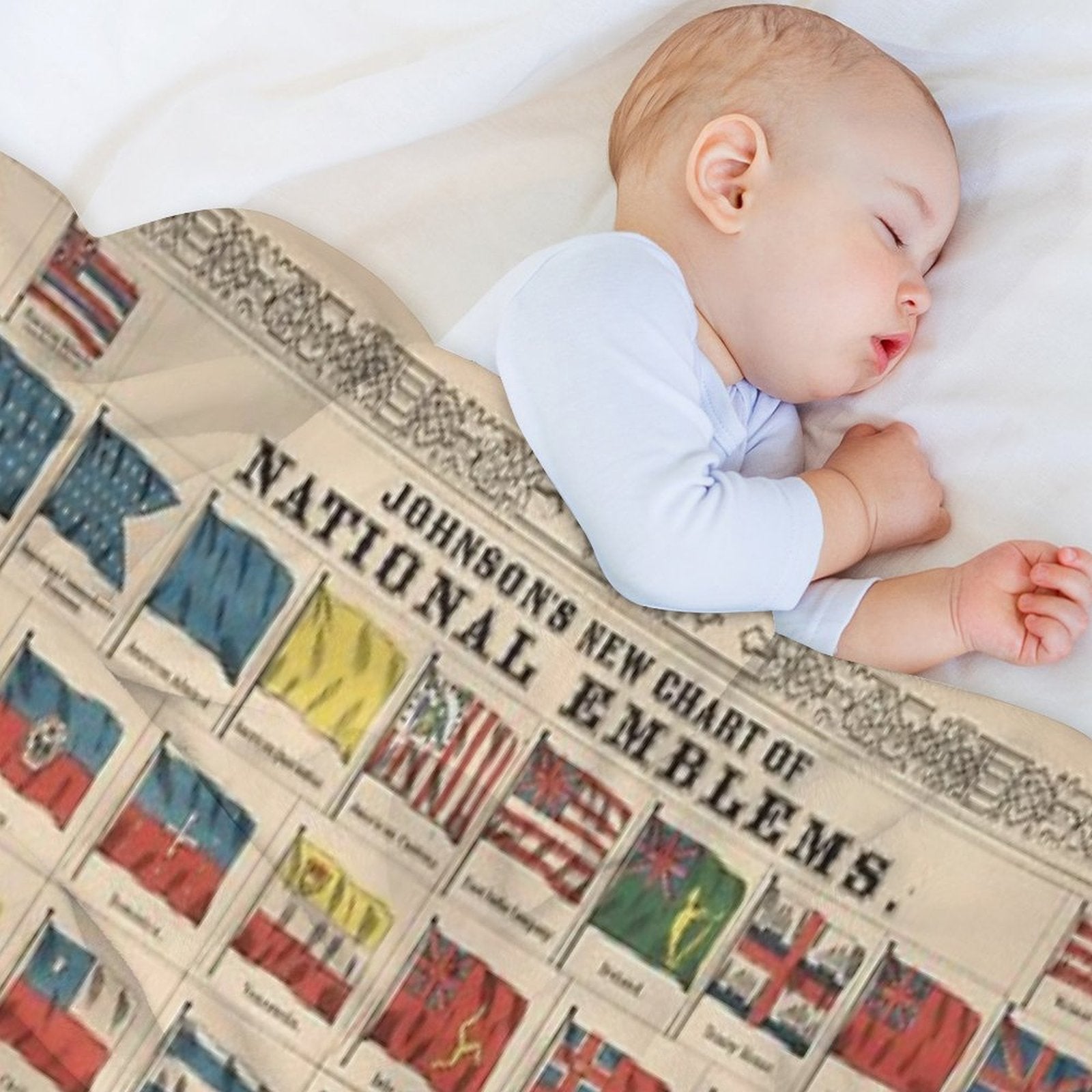 Vintage Flags of The World Chart Throw Blanket