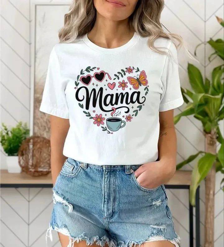 Heart Flower Butterfly & Coffee Mama T-Shirt