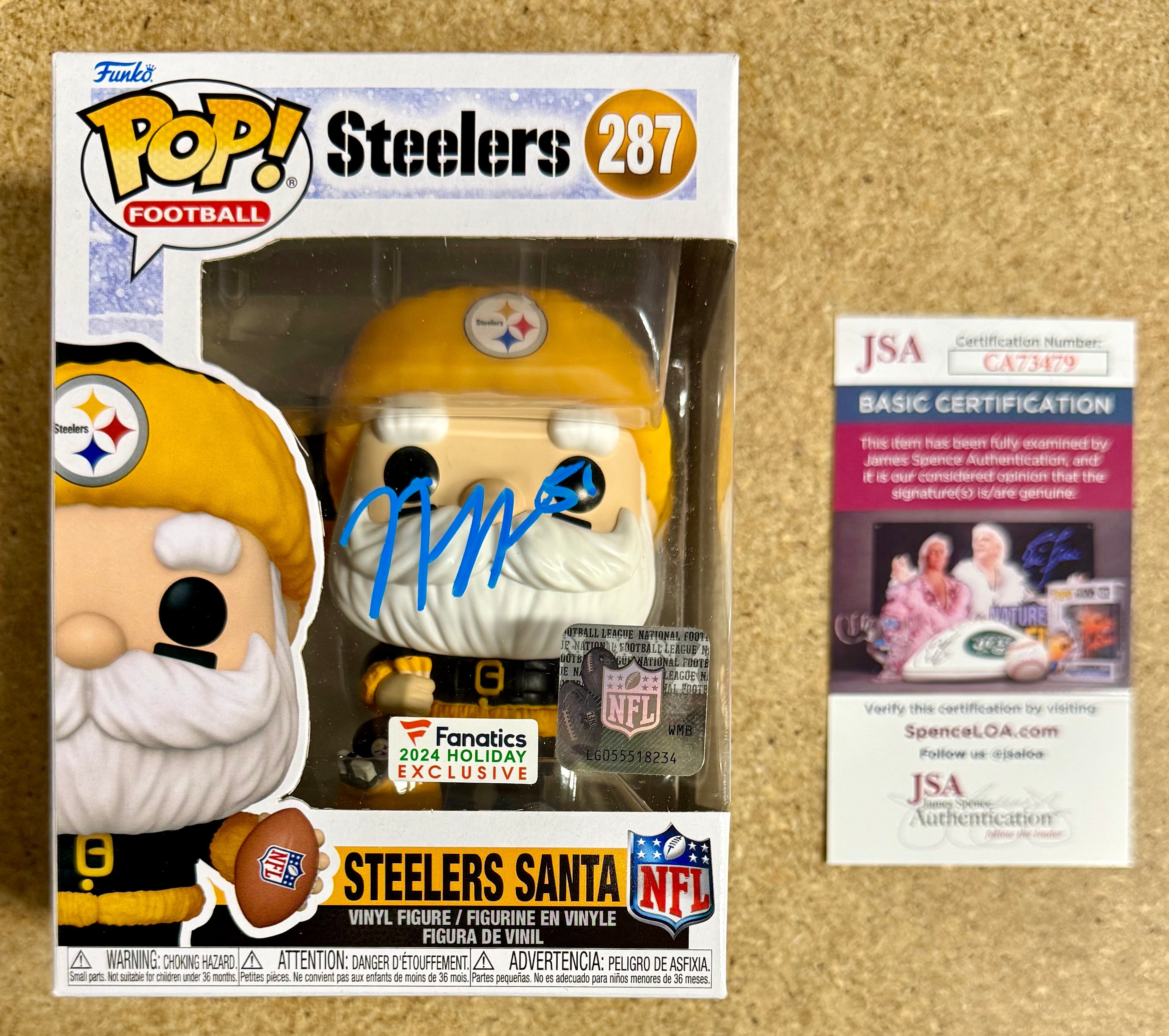 Nick Herbig Signed NFL Pittsburgh Steelers Santa Funko Pop! #287 With JSA COA
