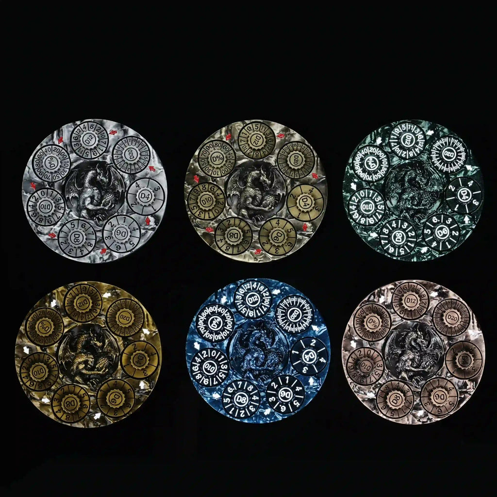 Unique Dice Spinner: 7-in-1 Metal 3D Relief Dragon DND Roulette Dice Spinner