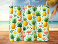 Pineapples & Flamingos Green Tumbler