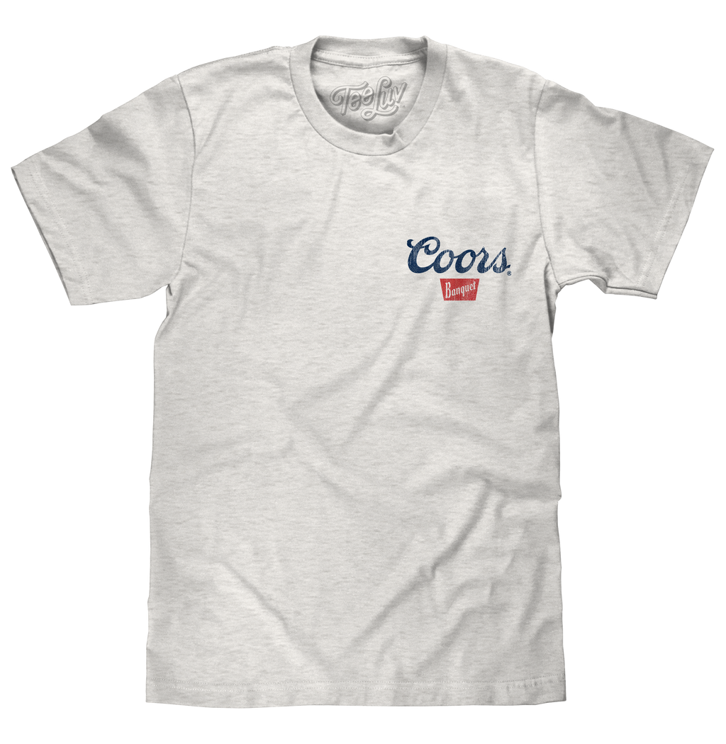 Coors Banquet Beer Front and Back Faded Graphic T-Shirt - Ash Gray