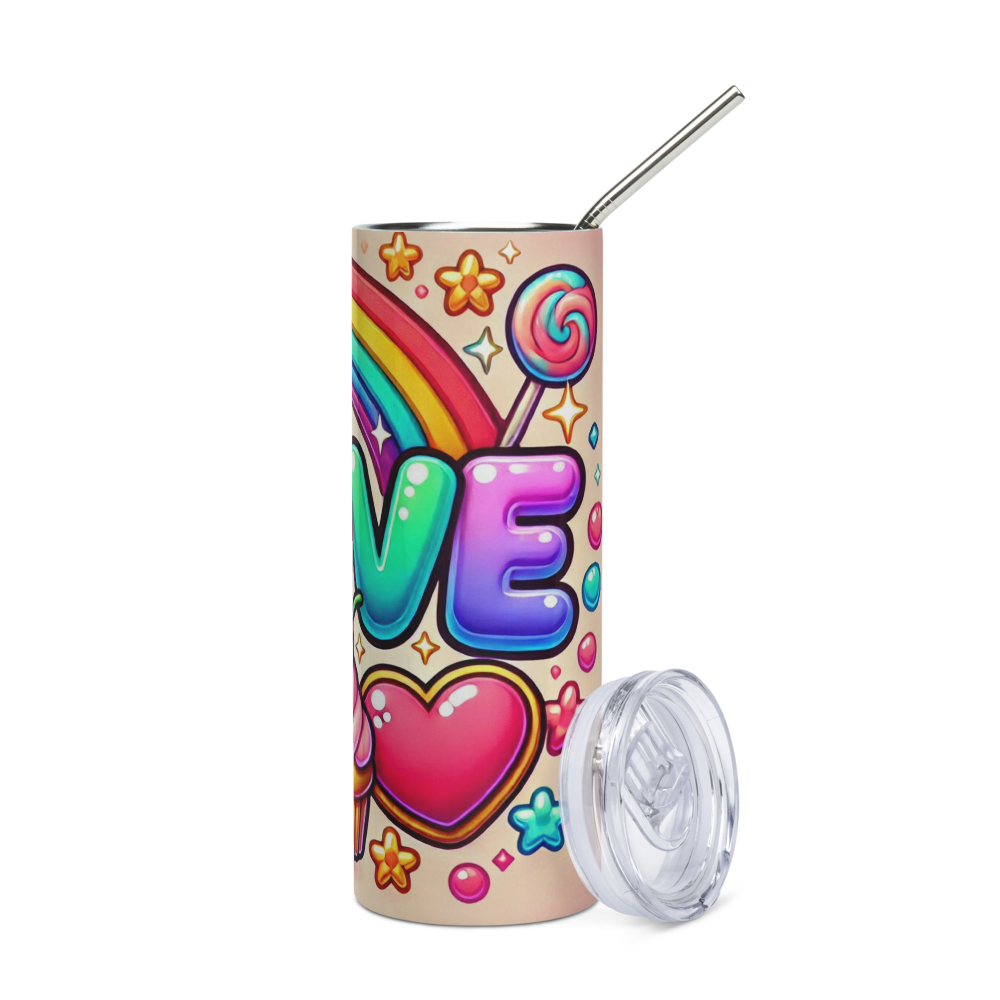 Love in Candy and Rainbows Tumbler