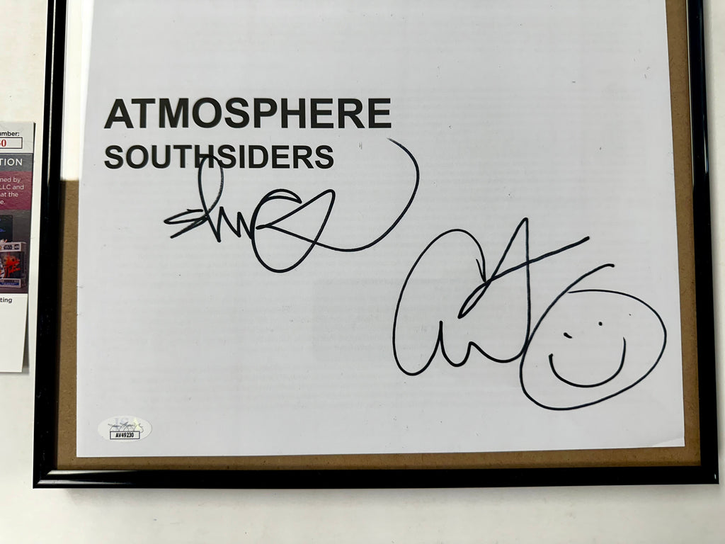 Atmosphere (Slug & Ant) Signed & Framed Southsiders Vinyl Insert With JSA COA