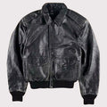 80s A2 Flight Vintage Military Leather Jacket for Men - Distressed Black Pilot Bomber Style