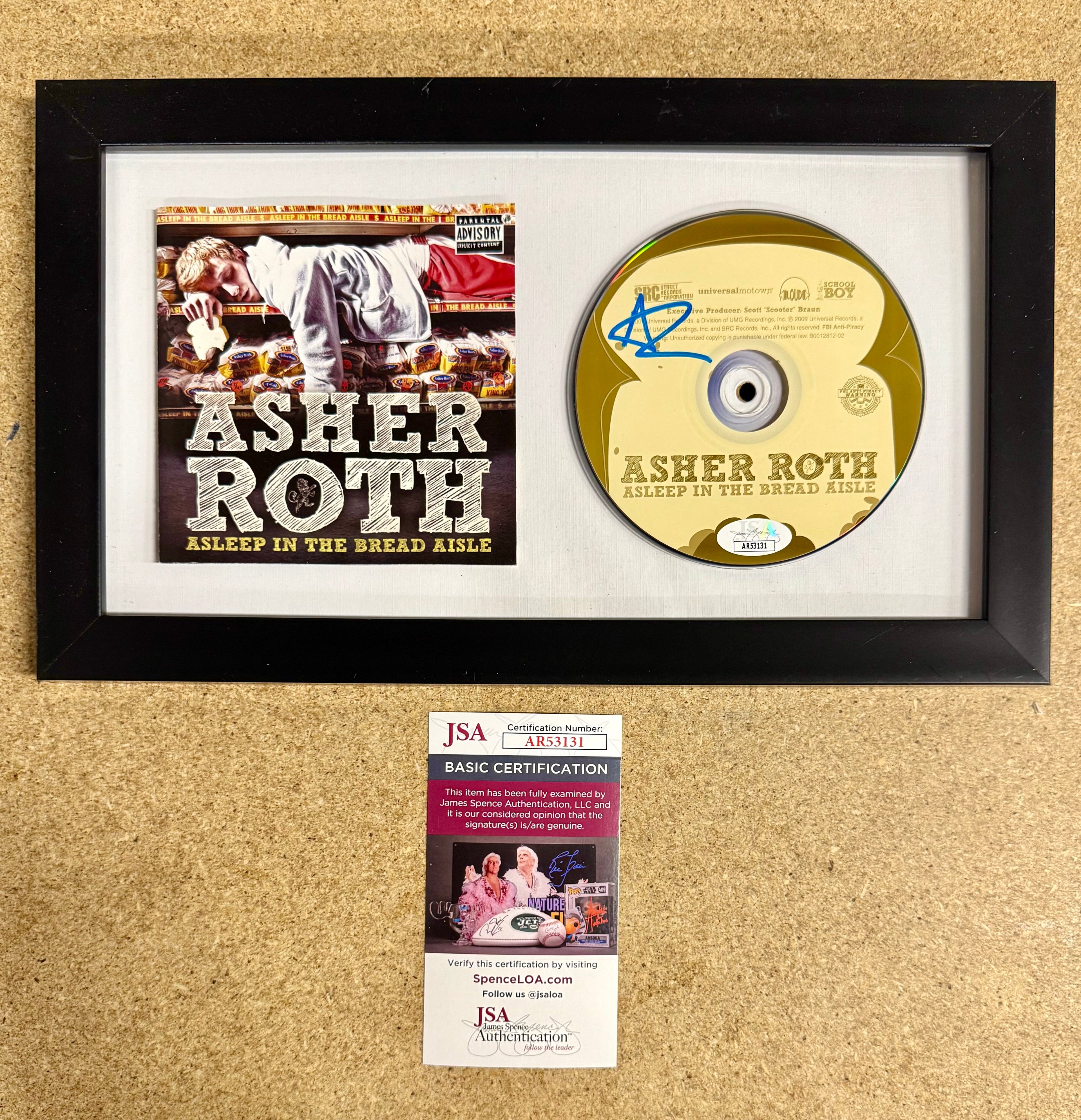 Asher Roth Signed “Asleep In The Bread Aisle” (2009) Framed CD With JSA COA