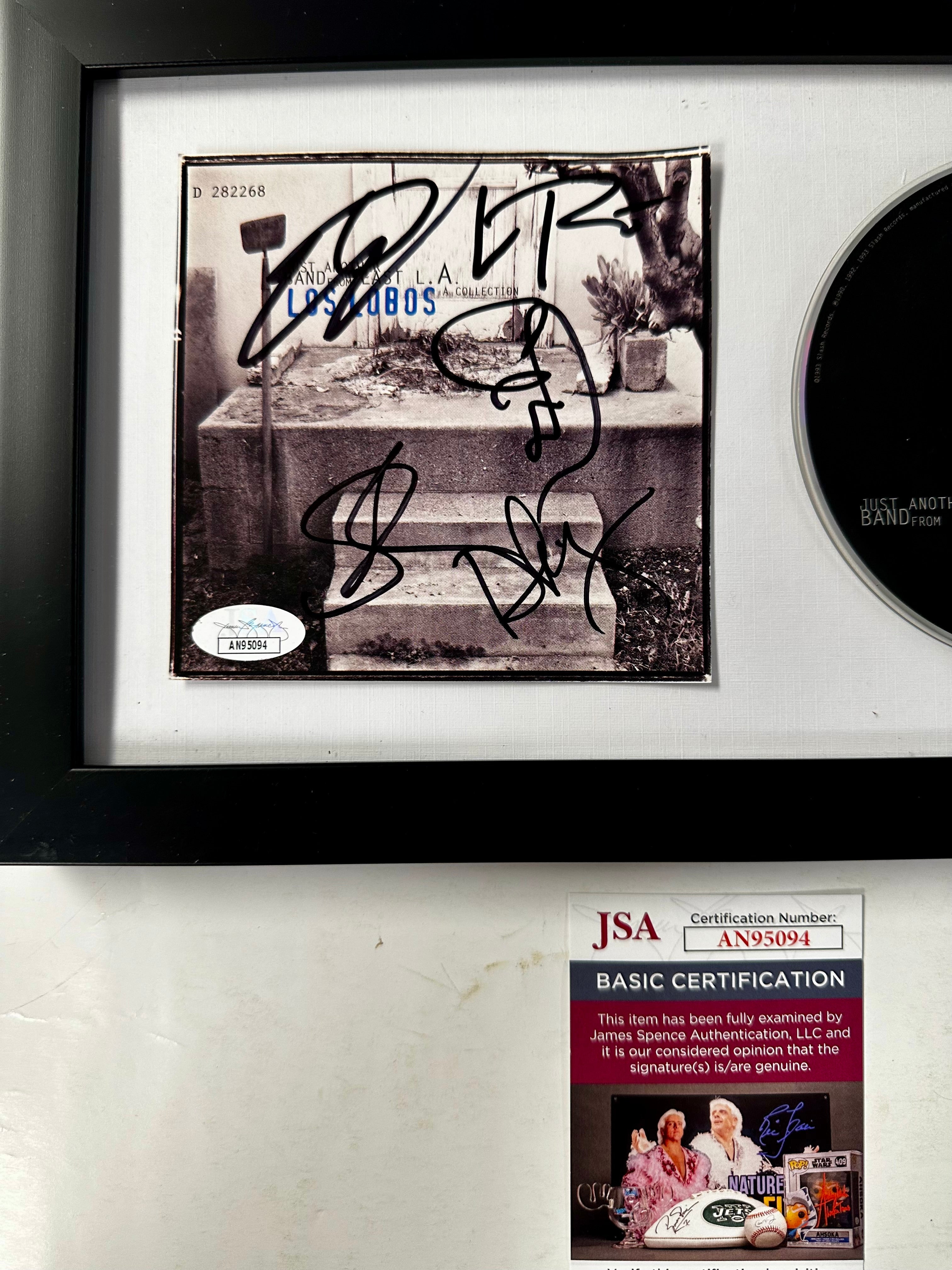 David, Caesar, Conrad, Louie & Steve Complete Signed Los Lobos Just A Band From East LA: A Collection CD Framed JSA COA