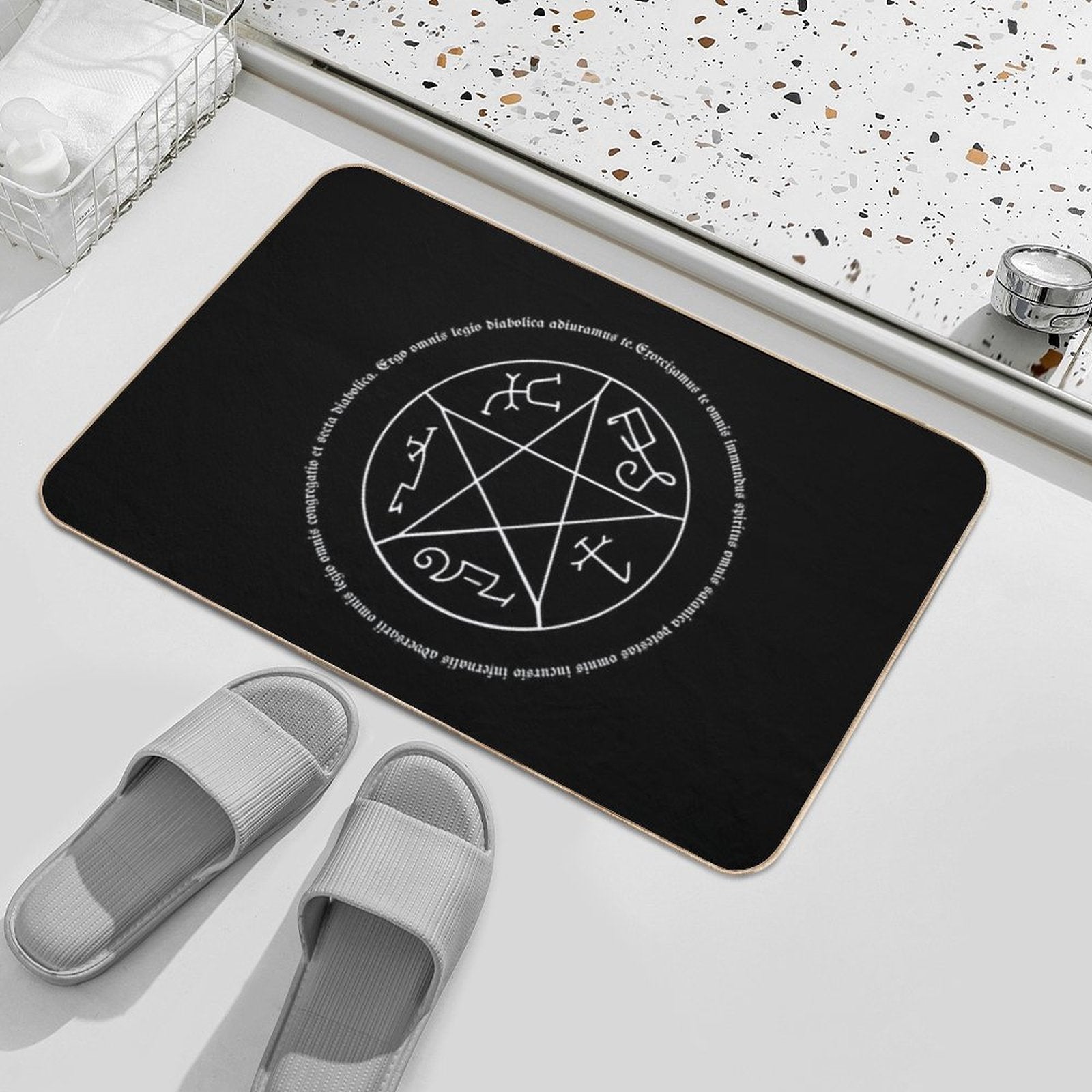 Devil's Trap with Exorcism Scripture Supernatural Quote Bath Mat