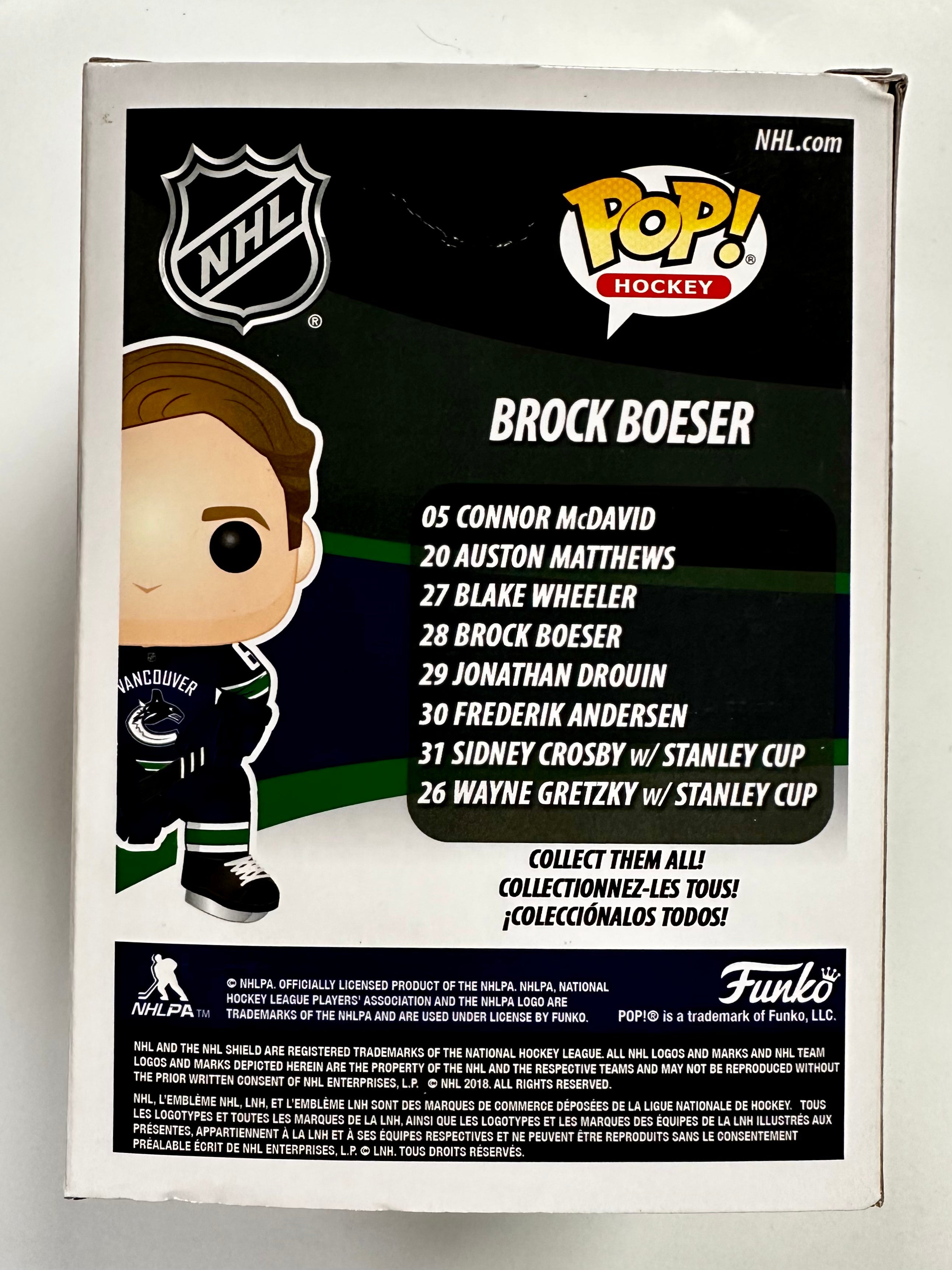 Brock Boeser Signed NHL Hockey Vancouver Canucks Funko Pop! #28 With JSA COA