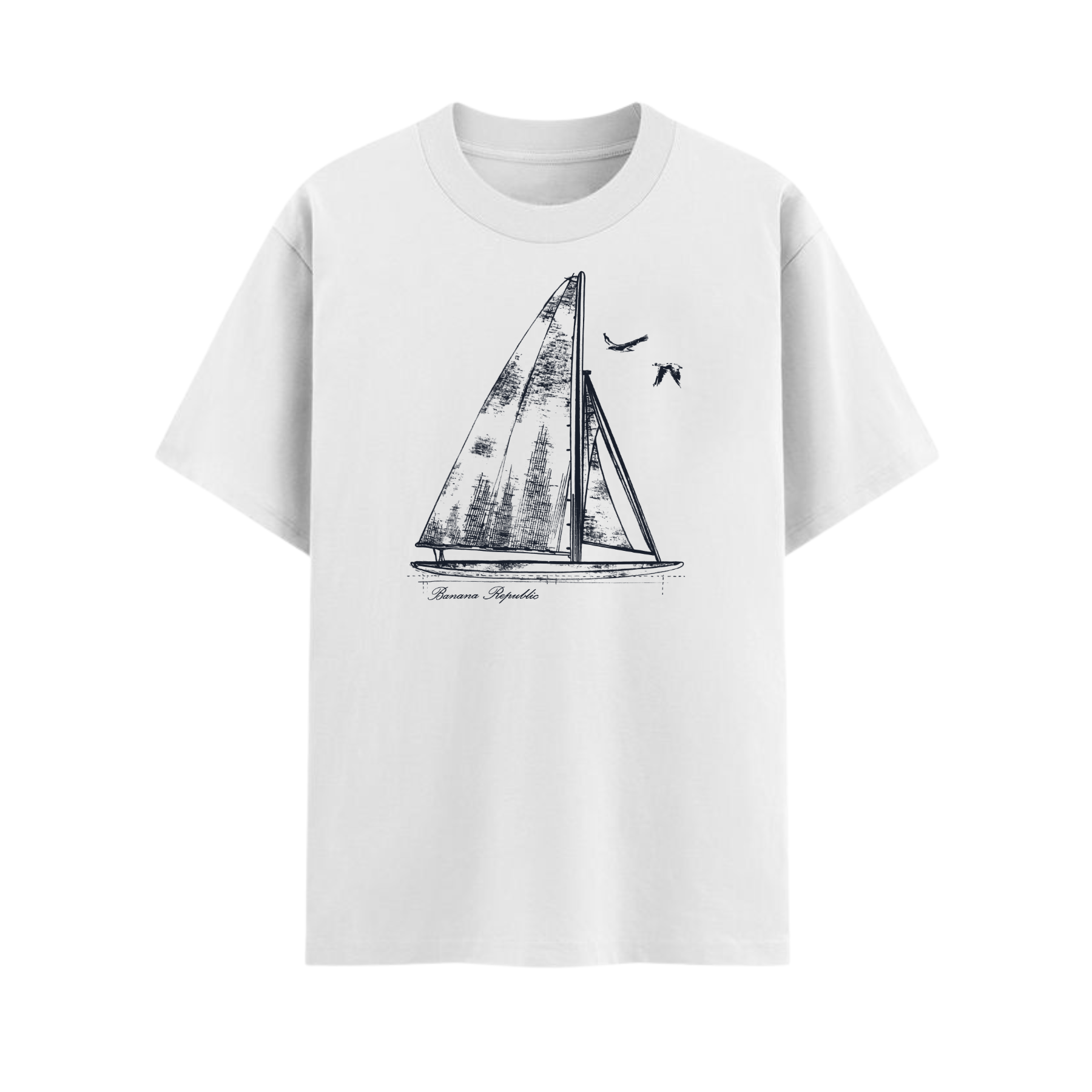 Banana Republic Retro Logo T-Shirt - Classic Casual Apparel (White ver)