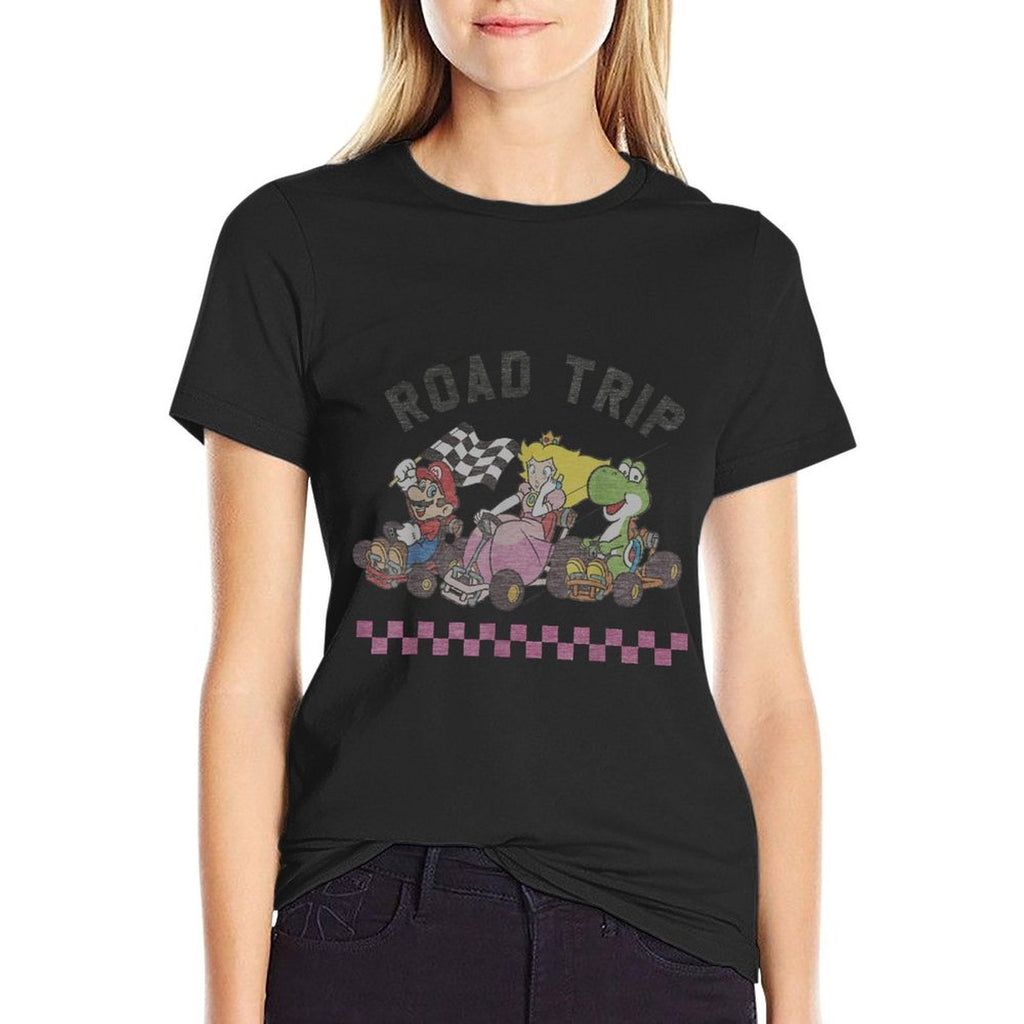 Mario Kart Road Trip Mario Peach Yoshi Trio Vintage  Soft T-Shirt