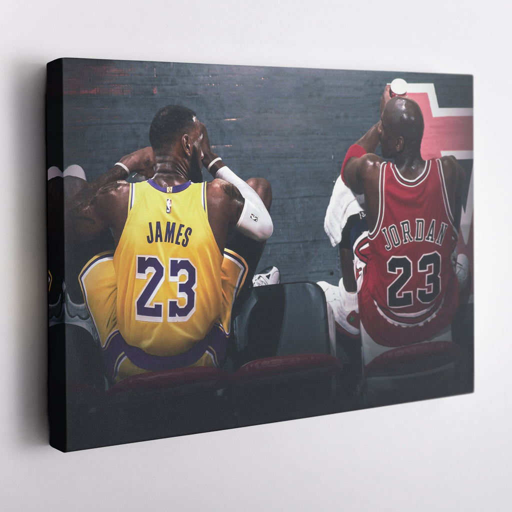 Michael Jordan & LeBron James Canvas – Lakers vs Bulls Wall Art