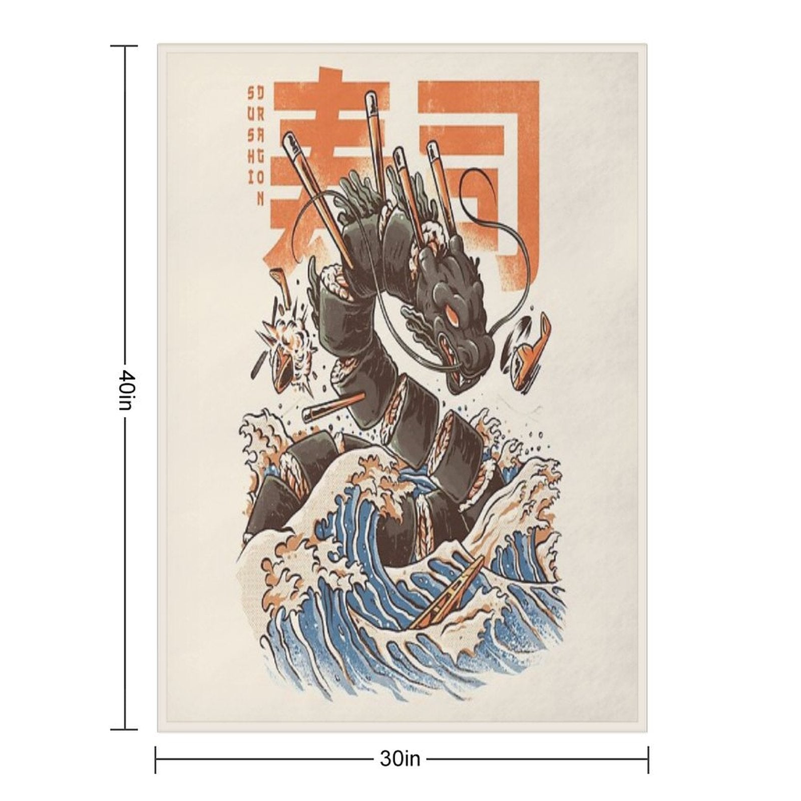 Great Sushi Dragon Throw Blanket