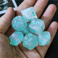 Glitter Party White Glitter Dice (Mint font) 7-Dice Set RPG DND