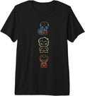 Marvel Kawaii Chibi Avengers Neon Outline T-Shirt - Novelty Apparel Unisex