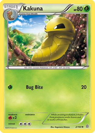 Kakuna 002/160 - XY  Primal Clash Reverse Holofoil