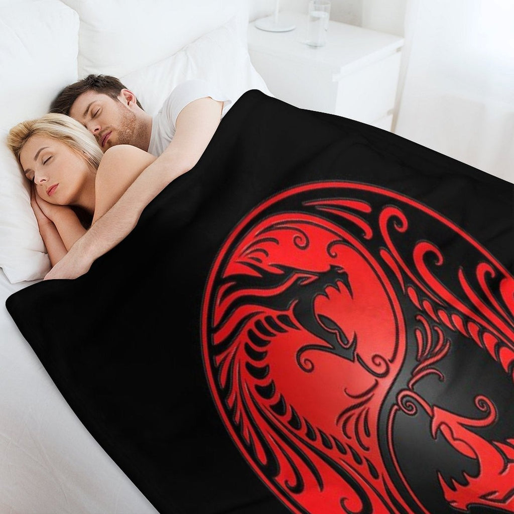 Yin Yang Dragons Red And Black Throw Blanket