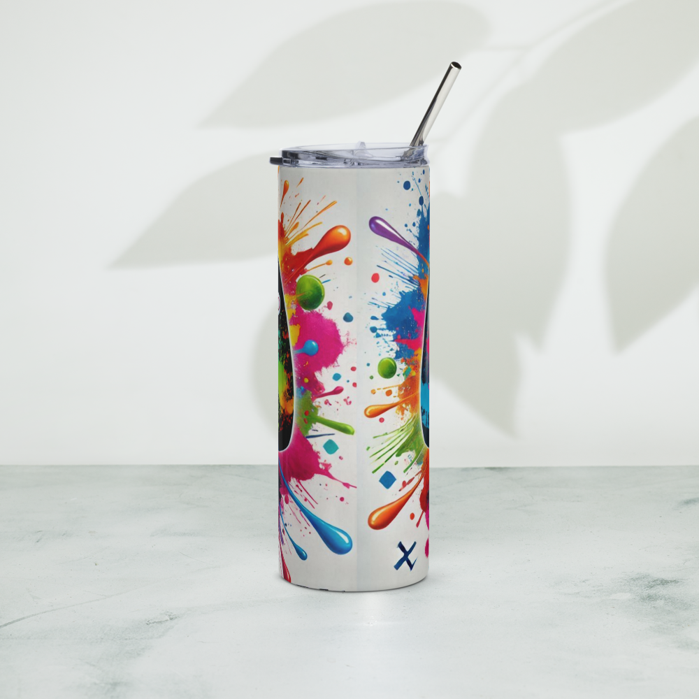 White Game-On PS Controller Metal Tumbler