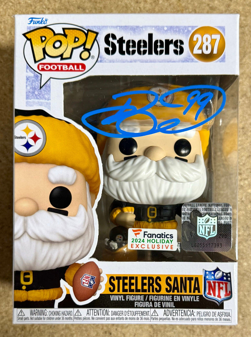 Brett Keisel Signed NFL Pittsburgh Steelers Santa Funko Pop! #287 With JSA COA