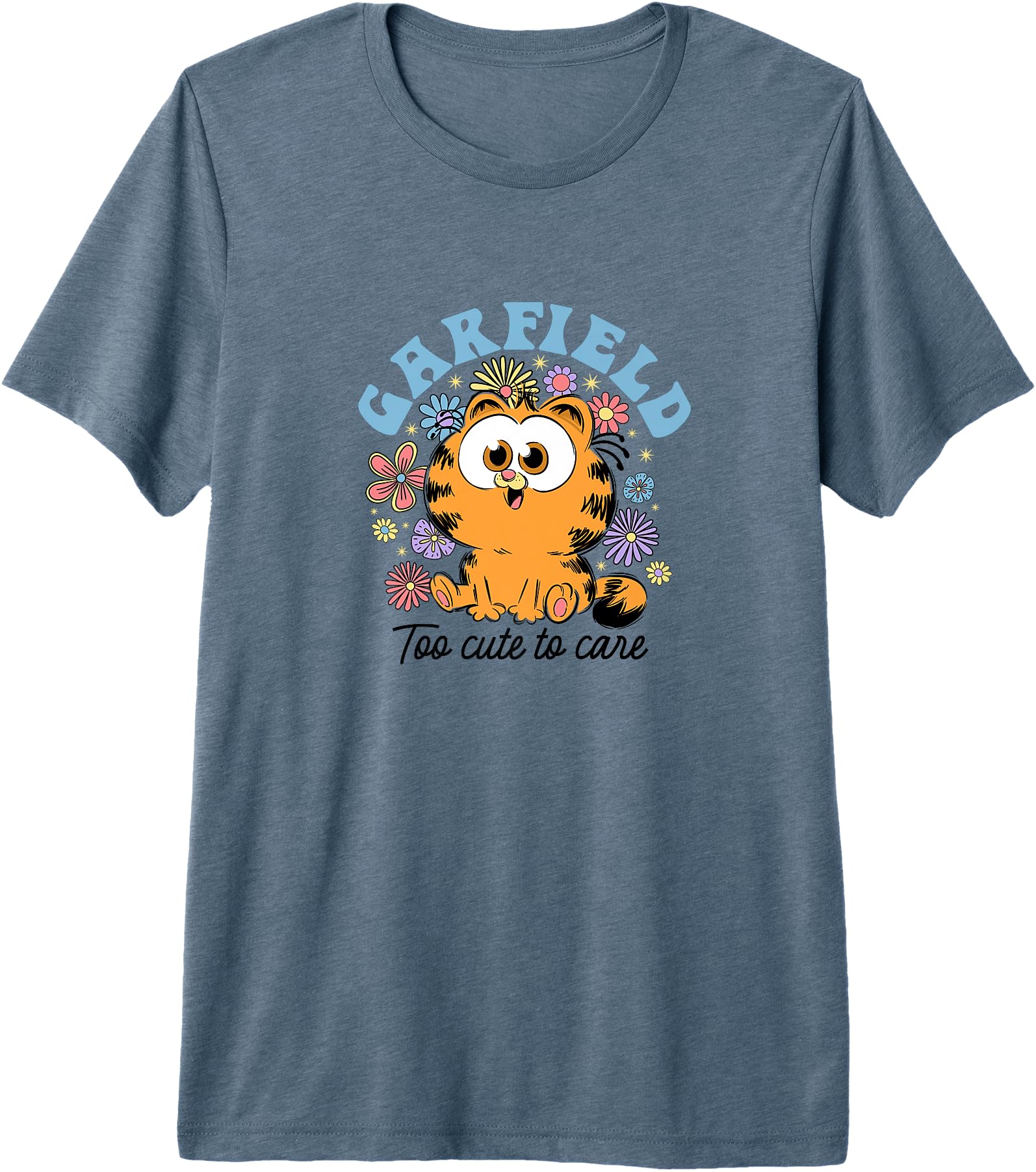 Garfield Chibi Floral Too To Care Sweatshirt - Aesthetic Graphic Unisex