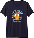 Garfield Chibi Floral Too To Care White T-Shirt - Novelty Apparel Unisex