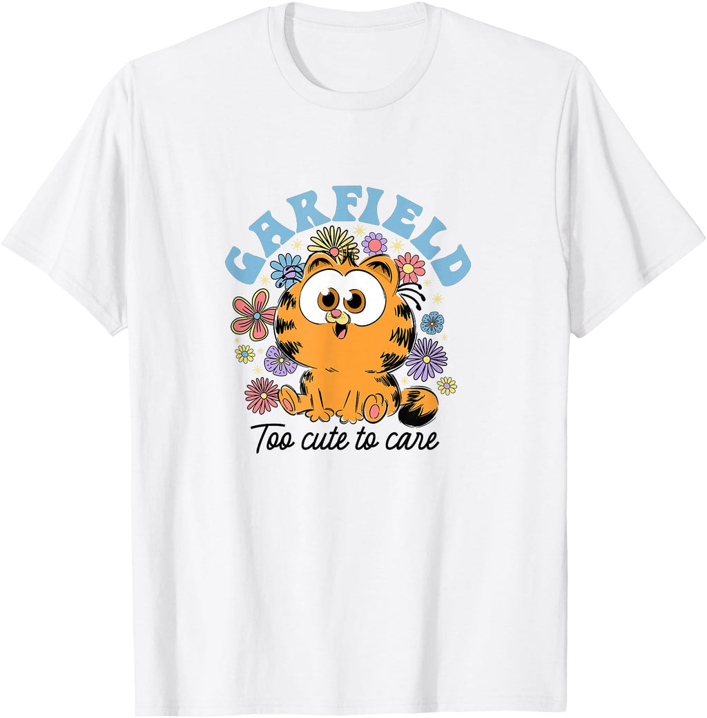 Handcrafted Garfield Chibi Floral Too To T-Shirt - Novelty Apparel Unisex