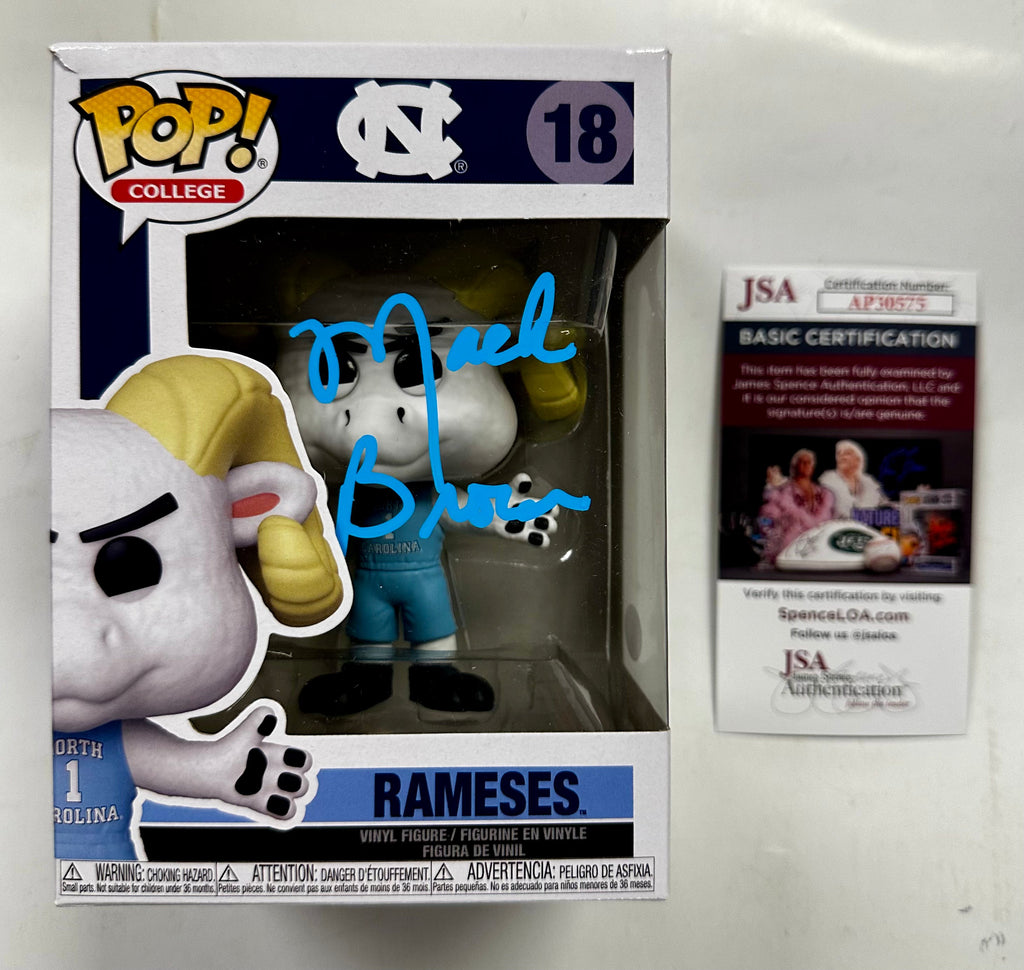 Coach Mack Brown Signed NCAA Ramses #18 UNC North Carolina Tar Heels Funko Pop With JSA COA