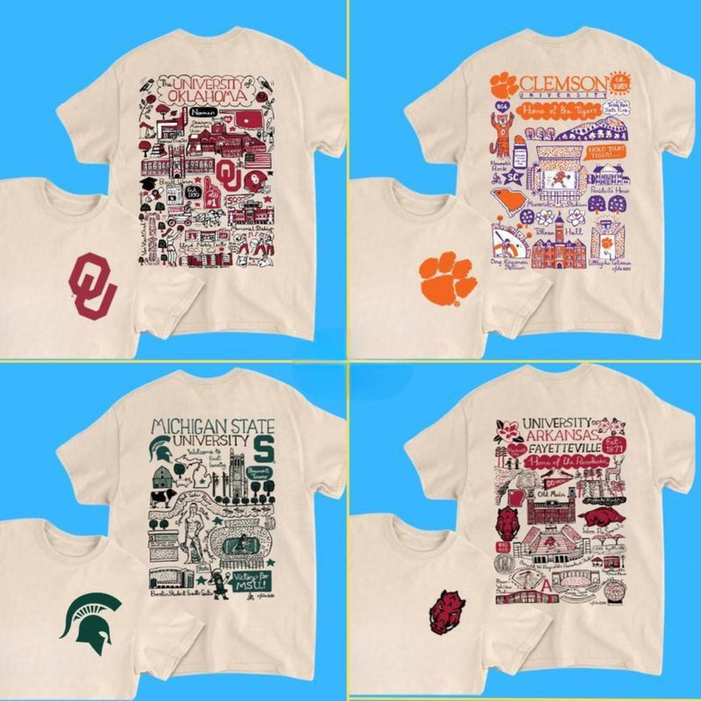 ALL TEAM NCAA Sand T-Shirt – Tropical Artwork Tee for Men & Women, Casual College Sports Fanwear