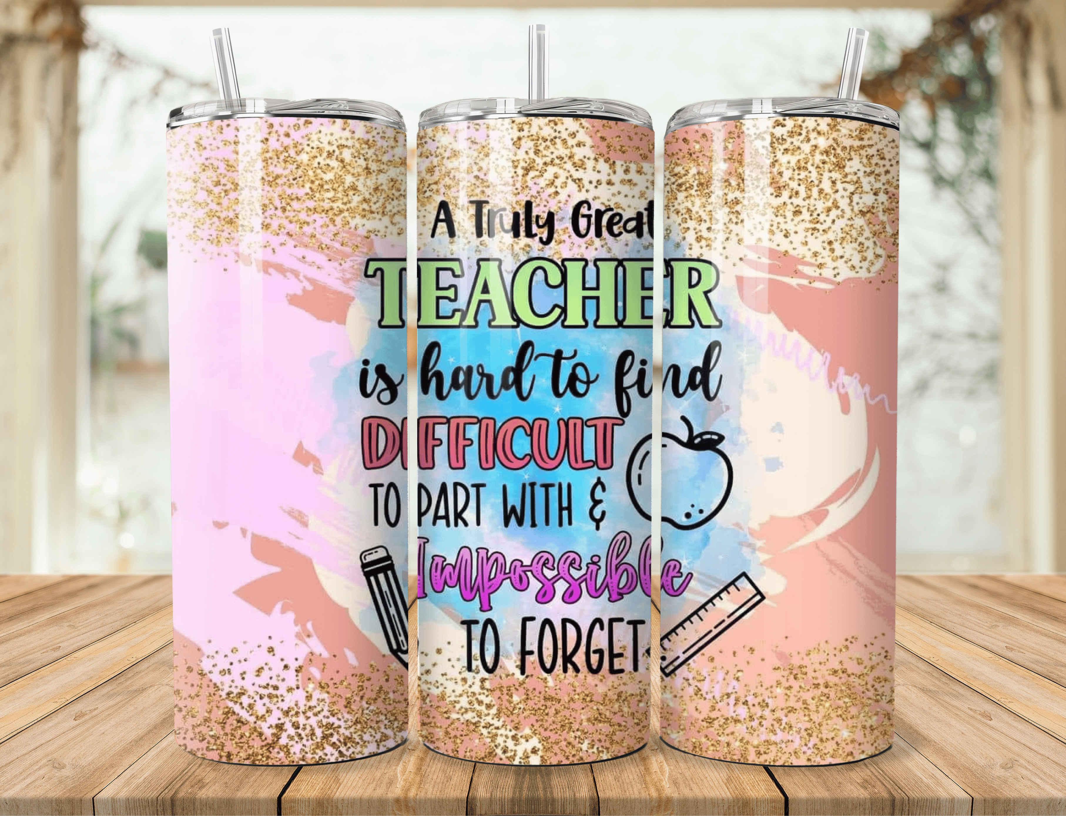 Teacher-Themed Stainless Steel Tumbler – Thoughtful & Colorful Gift