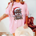 African American Santa Christmas Pajama Black X-Mas T-Shirt – 100% Cotton Family Tee