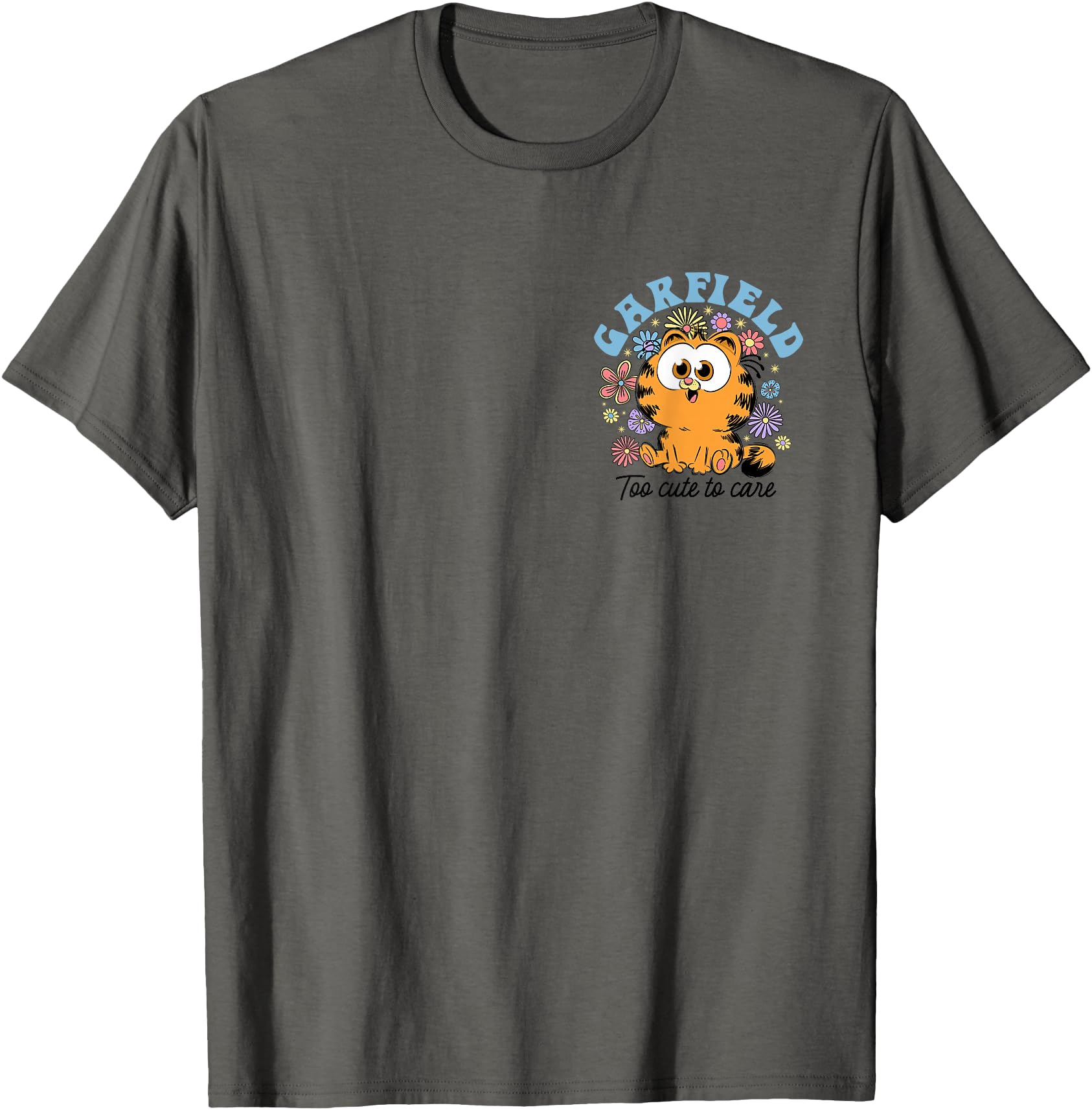 Authentic Garfield Chibi Kawaii Floral Too T-Shirt - Trendy Graphic Unisex