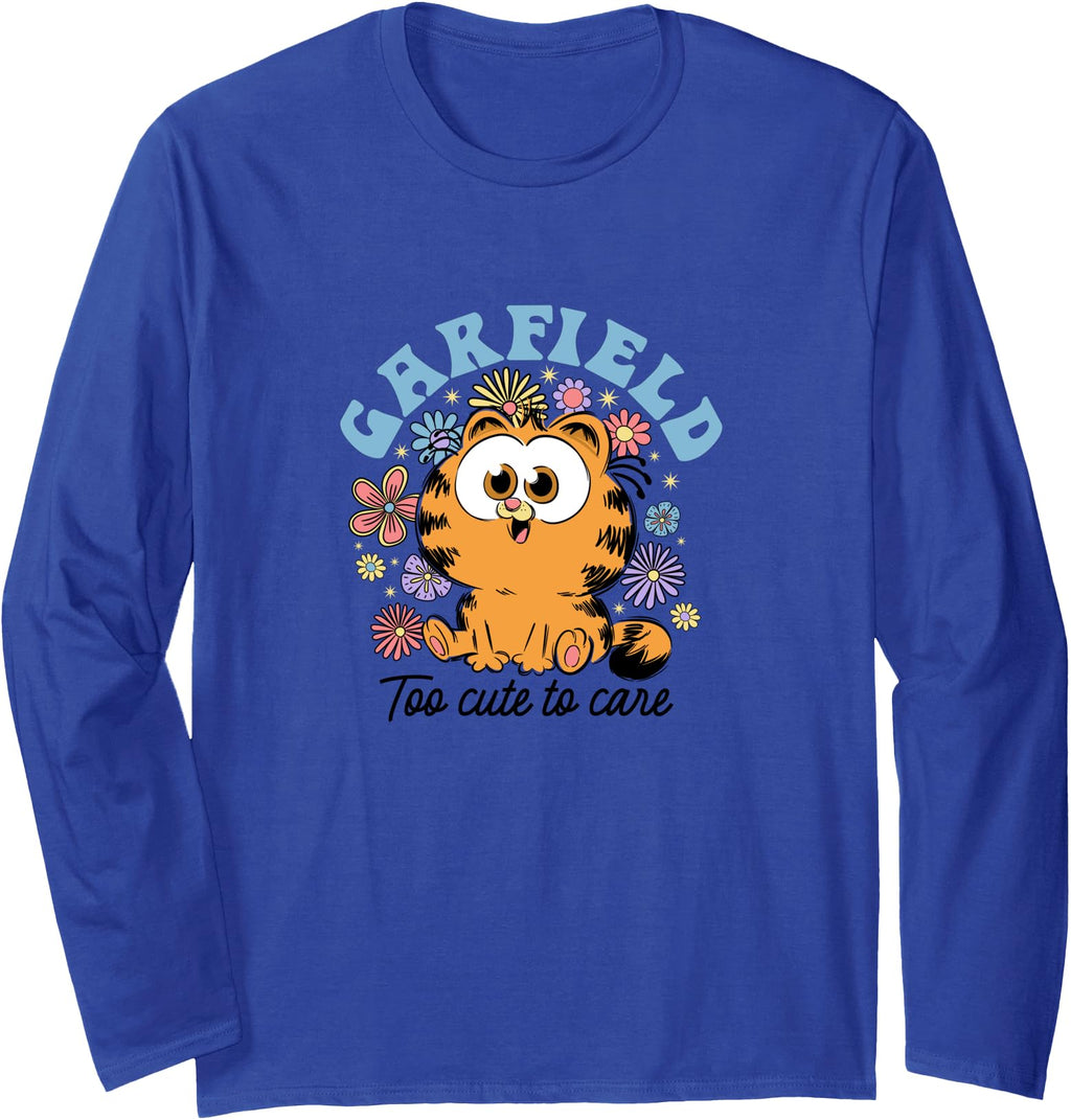 Garfield Chibi Floral Too To Care T-Shirt - Custom Art Print Men Women
