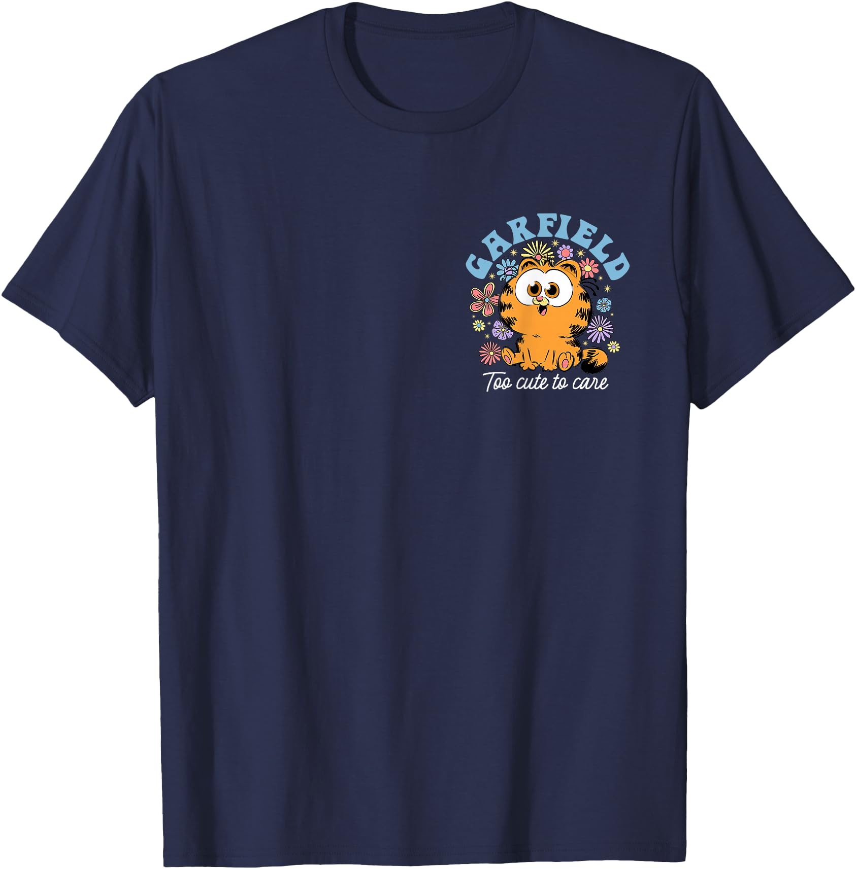 Handcrafted Garfield Chibi Floral T-Shirt - Casual Everyday Wear Unisex