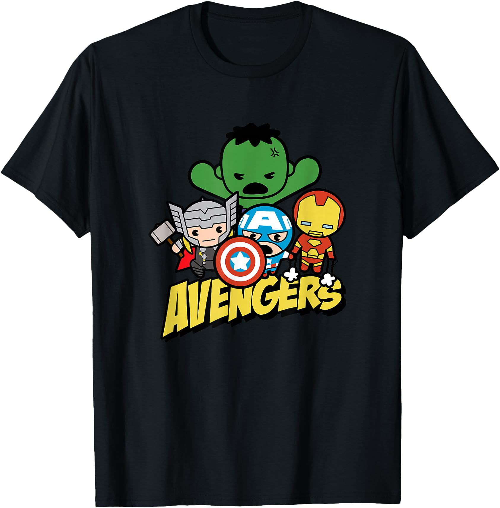 Marvel Kawaii Avengers Main 4 Chibi T-Shirt - Graphic Print Men Women