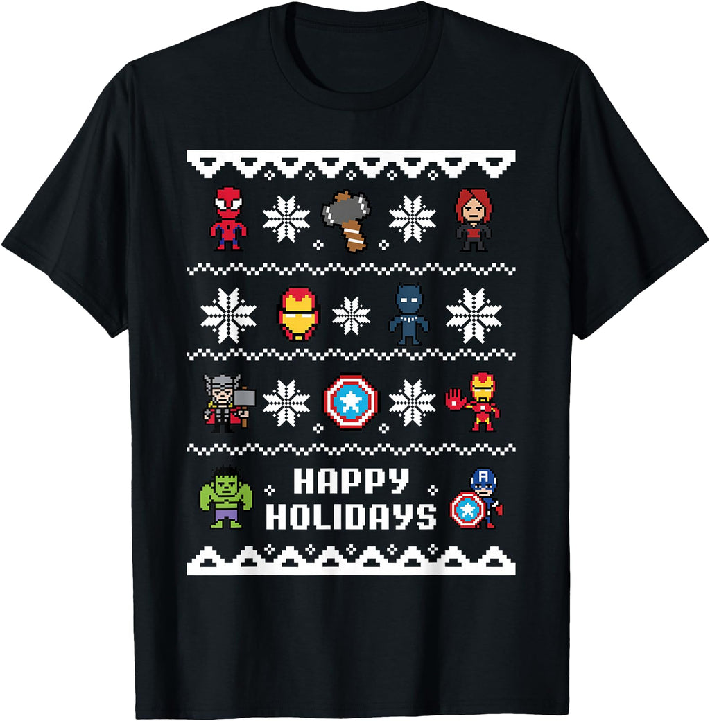 Exclusive Marvel Avengers Happy Holidays T-Shirt - Trendy Graphic Unisex